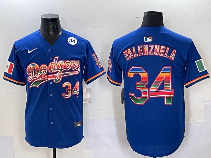 Men 2025 Los Angeles Dodgers #34 Valenzuela Blue Nike MLB Jersey style 6278->los angeles dodgers->MLB Jersey